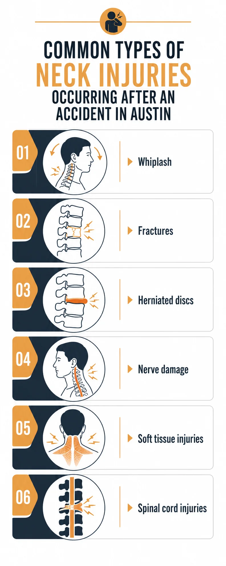 common types of neck injuries occurring after an accident in austin